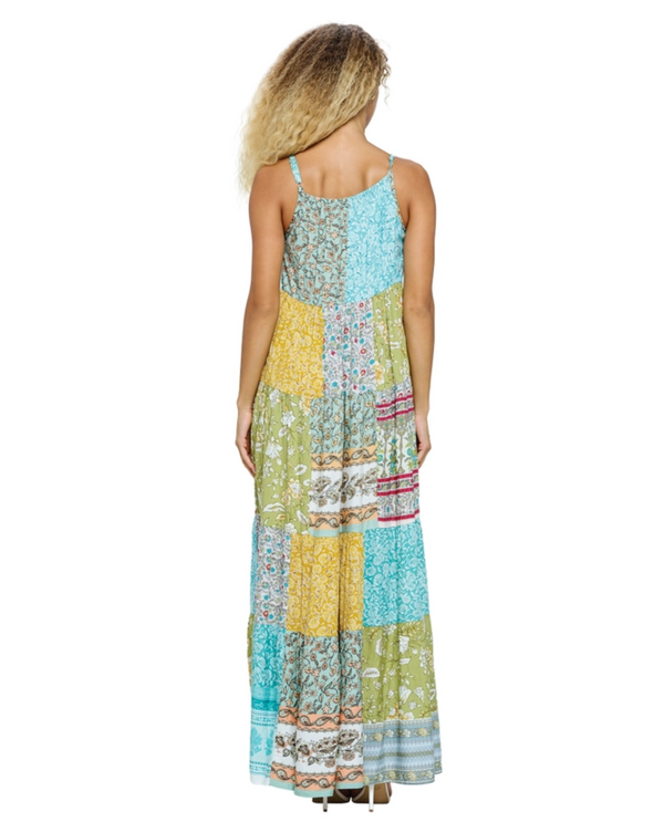 YAK & YETI 25196 PATCH FLORAL MAXI DRESS MULTI