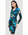 JOSEPH RIBKOFF 243072 ABSTRACT PRINT WRAP DRESS BLACK MULTI