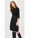 JOSEPH RIBKOFF 243114 JACQUARD KNIT 3/4 SLEEVE DRESS BLACK