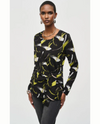 JOSEPH RIBKOFF 243197 SWEATER KNIT ABSTRACT PRINT TOP BLACK/MULTI