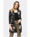 JOSEPH RIBKOFF 243316 ABSTRACT PRINT 3/4 SLEEVE DUSTER BLACK/BEIGE