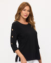 JOSTAR 3122HT BUTTON SLEEVE TOP BLACK