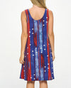 JOSTAR 7003BN FLAG PRINT TANK DRESS RED WHITE BLUE