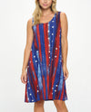 JOSTAR 7003BN FLAG PRINT TANK DRESS RED WHITE BLUE