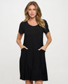 JOSTAR 7094HT SHORT SLEEVE TWO POCKET DRESS BLACK