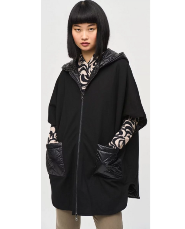 JOSEPH RIBKOFF 243906 REVERSIBLE HOODED CAPE black