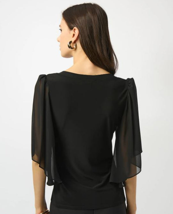 JOSEPH RIBKOFF 253055 CHIFFON & KNIT FITTED TOP BACK