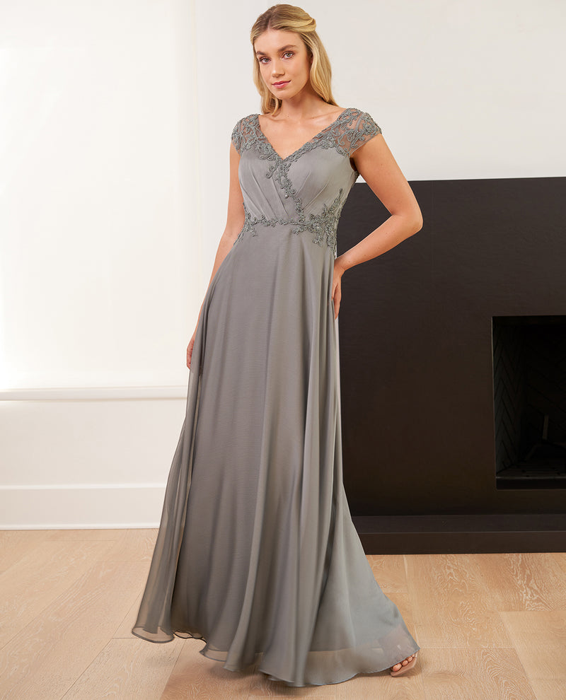 jade chiffon dress Azazie Becca