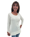 KEREN HART 155 3/4 SLV SCOOP NECK TOP IVORY
