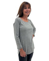 KEREN HART 155 3/4 SLV SCOOP NECK TOP HEATHER GREY