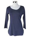 KEREN HART 155 3/4 SLV SCOOP NECK TOP NAVY