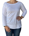 KEREN HART 155 3/4 SLV SCOOP NECK TOP WHITE 