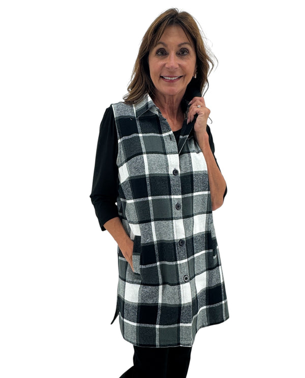 KEREN HART 19018A SLEEVELESS PLAID VEST