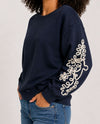 KEREN HART 32026 EMBROIDERED SLEEVE PULLOVER navy