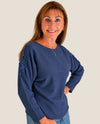 KEREN HART 33103 BEADED SLEEVE SWEATER NAVY
