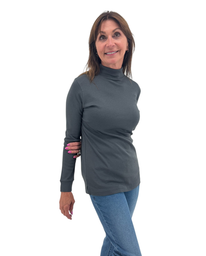 KEREN HART 355 MOCK NECK LAYERING TOP CHARCOAL
