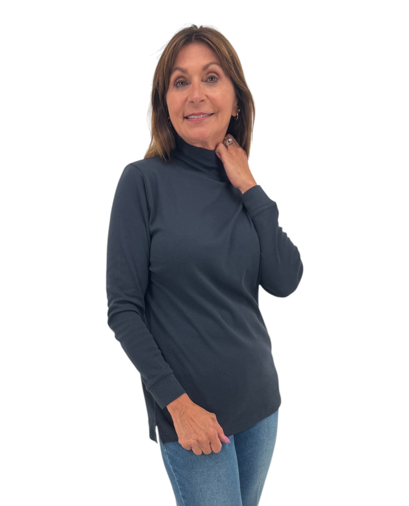 KEREN HART 355 MOCK NECK LAYERING TOP NAVY