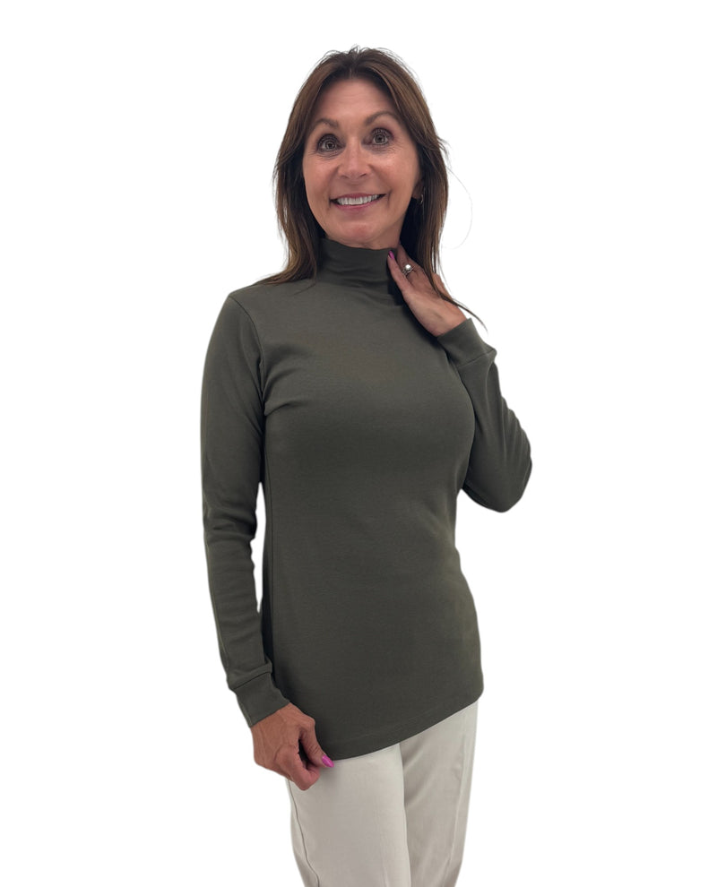 KEREN HART 355 MOCK NECK LAYERING TOP OLIVE