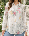KEREN HART 72048 EYELET FLORAL LONG SLEEVE TOP ivory
