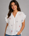 KEREN HART 72082A V-NECK WITH STARS WHITE