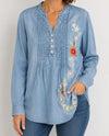 KEREN HART 73010 EMBROIDERED DENIM TUNIC