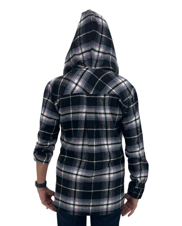 KEREN HART TH-79020 BUTTON DOWN PLAID HOODIE
