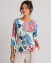 KEREN HART WW22038 FLORAL PRINT 3/4 SLEEVE WHITE