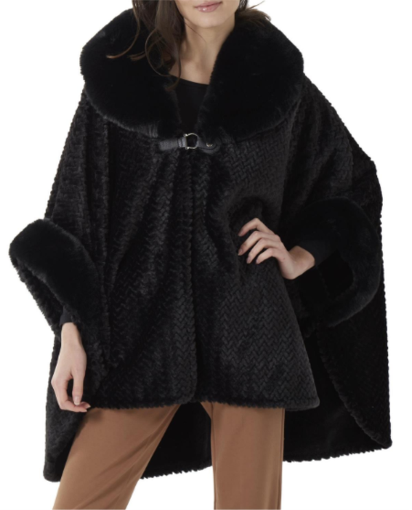 K&K 85429A CHEVRON FUR CAPE BLACK