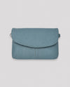 LEATHER CLUTCH HANDBAG W/ CROSSBODY STRAP W-DBL05 LT BLUE