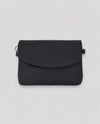 LEATHER CLUTCH HANDBAG W/ CROSSBODY STRAP W-DBL05 BLACK