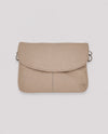 LEATHER CLUTCH HANDBAG W/ CROSSBODY STRAP W-DBL05 CREAM