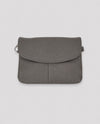 LEATHER CLUTCH HANDBAG W/ CROSSBODY STRAP W-DBL05 GREY