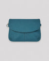 LEATHER CLUTCH HANDBAG W/ CROSSBODY STRAP W-DBL05 TURQUOISE