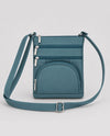 LEATHER CROSSBODY 5 ZIPPER RM-004L LT BLUE
