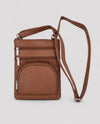 LEATHER CROSSBODY 5 ZIPPER RM-004L LT BROWN