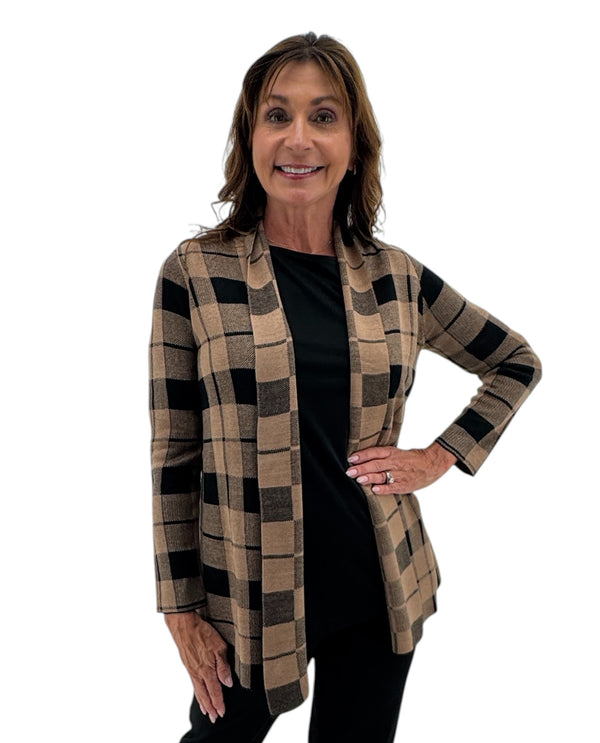 LEO AND NICOLE TH-68416 PETITE CHECK SWEATER