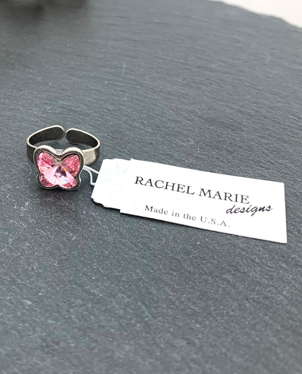 RACHEL MARIE DESIGNS LILY BUTTERFLY RING LIGHT ROSE