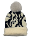 LINED BLACK/IVORY POMPOM BEANIE CHT1093