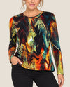 LIOR PAISLEY PRINT SCOOP NECK CHENILLE TOP rust