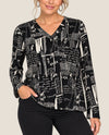 LIOR POPPY V NECK CHENILLE TOP black & white