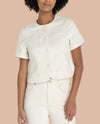 LIVERPOOL LM1C58QE8 COLLARLESS CROPPED JACKET DESERT DUNES