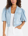 LIVERPOOL LM1C63SSL PUFF SLEEVE CROP TRUCKER JACKETMARINE SEA