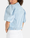 LIVERPOOL LM1C63SSL PUFF SLEEVE CROP TRUCKER JACKET MARINE SEA