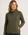 LIVERPOOL LM1D70SR37 LONG SLEEVE ZIP FRONT QUILTED SWEATER JACKET OLIVE