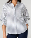 LIVERPOOL LM8J54G52 ADJUSTABLE SLEEVE BUTTON FRONT STRIPE navy stripe