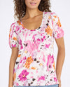LIVERPOOL LM8K54K15P47 PUFF SLEEVE SCOOP NECK TOP PINK MULTI
