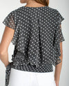 LIVERPOOL LM8K60WV91 SHORT RUFFLE DRAPED WOVEN BLOUSE black & white back