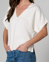 LIVERPOOL LM8L97SE16 SHORT SLV V-NECK DOLMAN POPOVER SWEATER CREAM