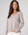 LIVERPOOL LM8M47SE16 LACE V-NECK SWEATER soft grey heather