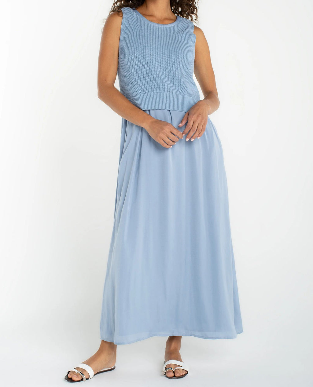 LIVERPOOL TIE BACK SWEATER DRESS | Sweater Bodice Sleeveless Dress